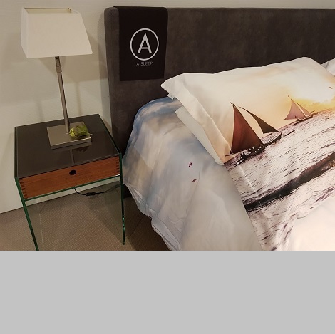 Boxspring A-sleep taupe stof 160 x 210 cm.